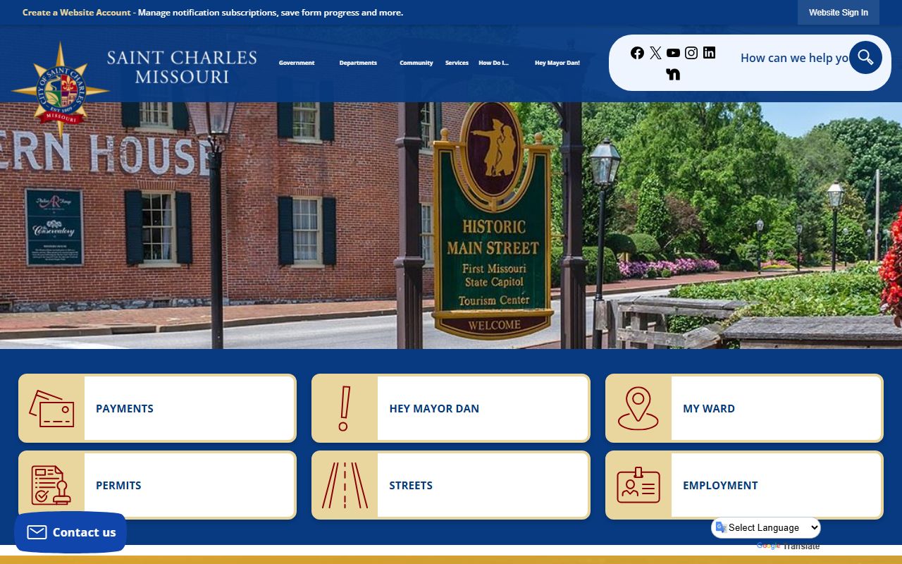 St. Charles city website with St. Charles Police Department 24 hour booking information