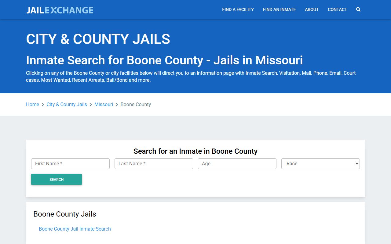 Boone County jail inmate search for 24 hour booking data in Columbia Missouri