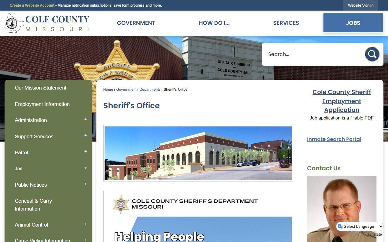 Cole County Sheriff office website for 24 hour booking records in Jefferson City Missouri