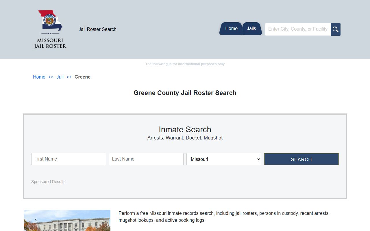 Greene County Missouri 24 hour booking jail roster search