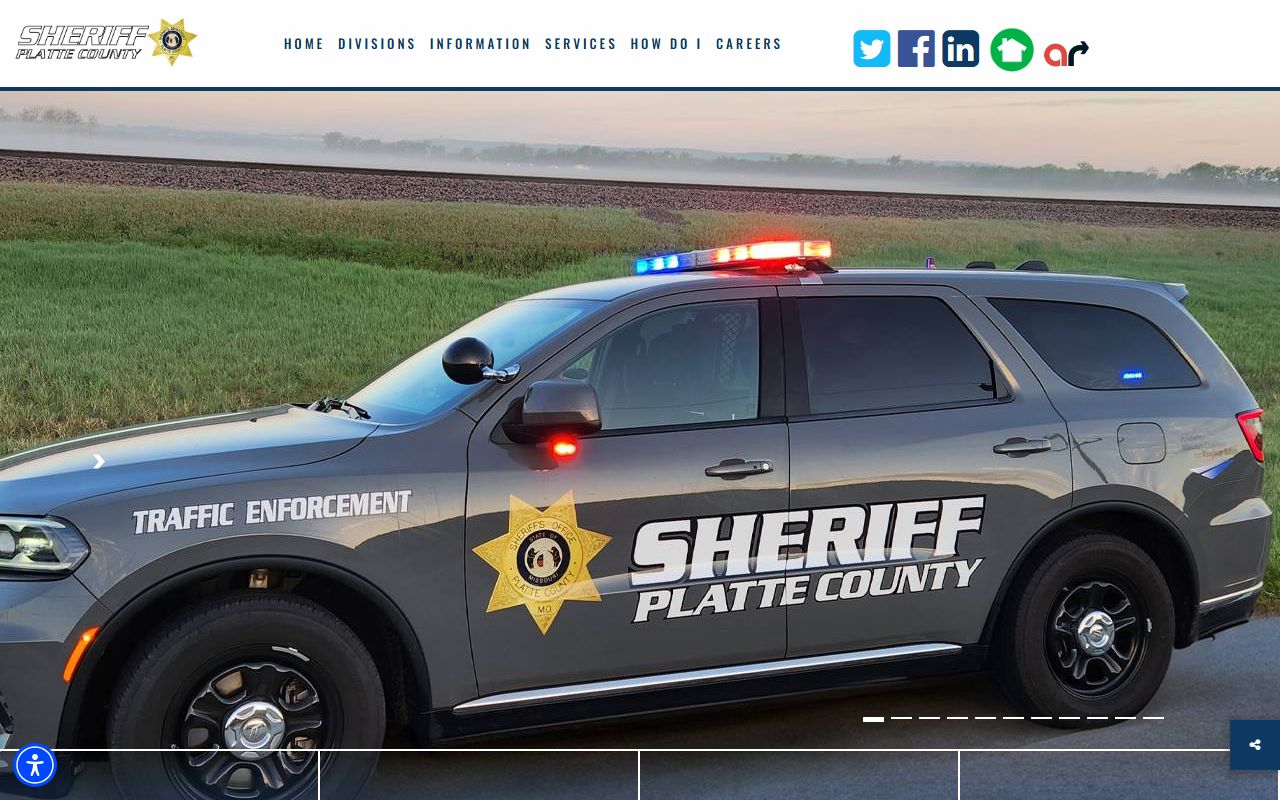 Platte County Sheriff's Office website with 24 hour booking and in-custody search