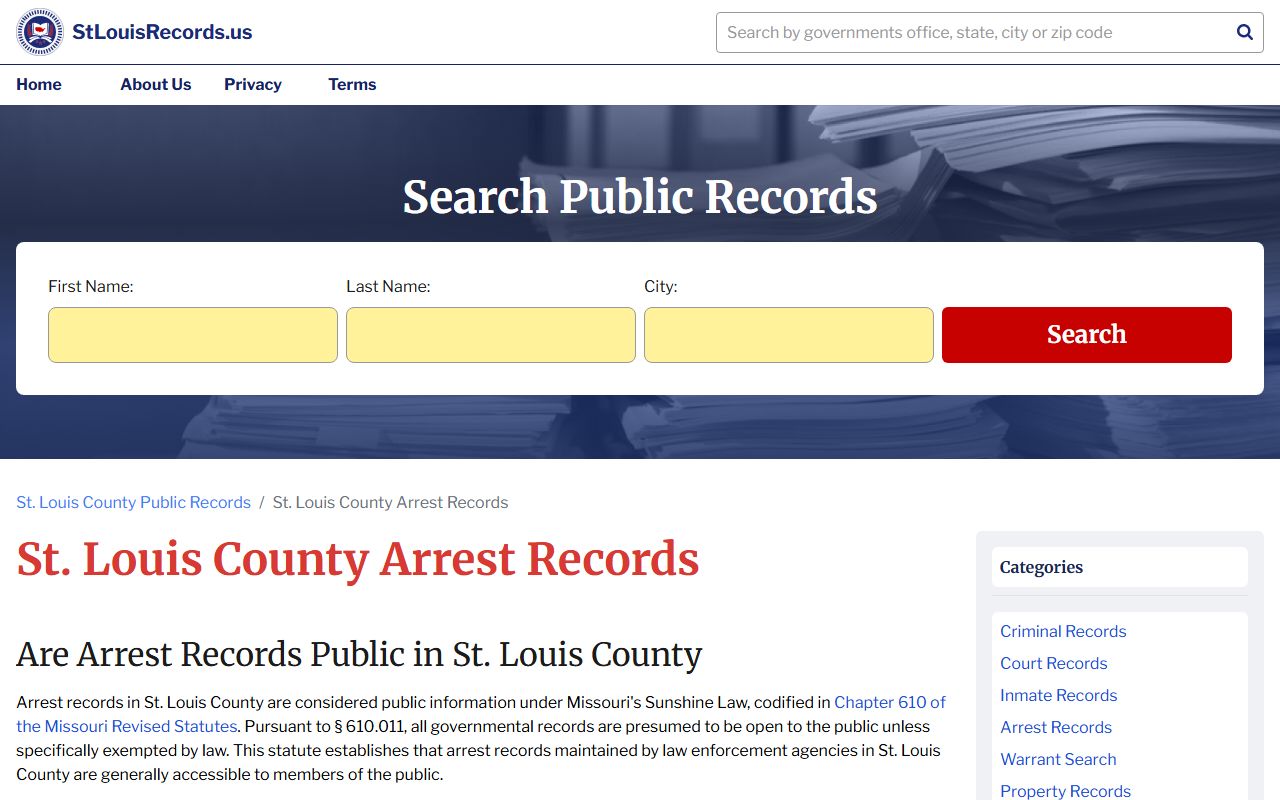St. Louis County Department of Justice Services arrest records for 24 hour booking