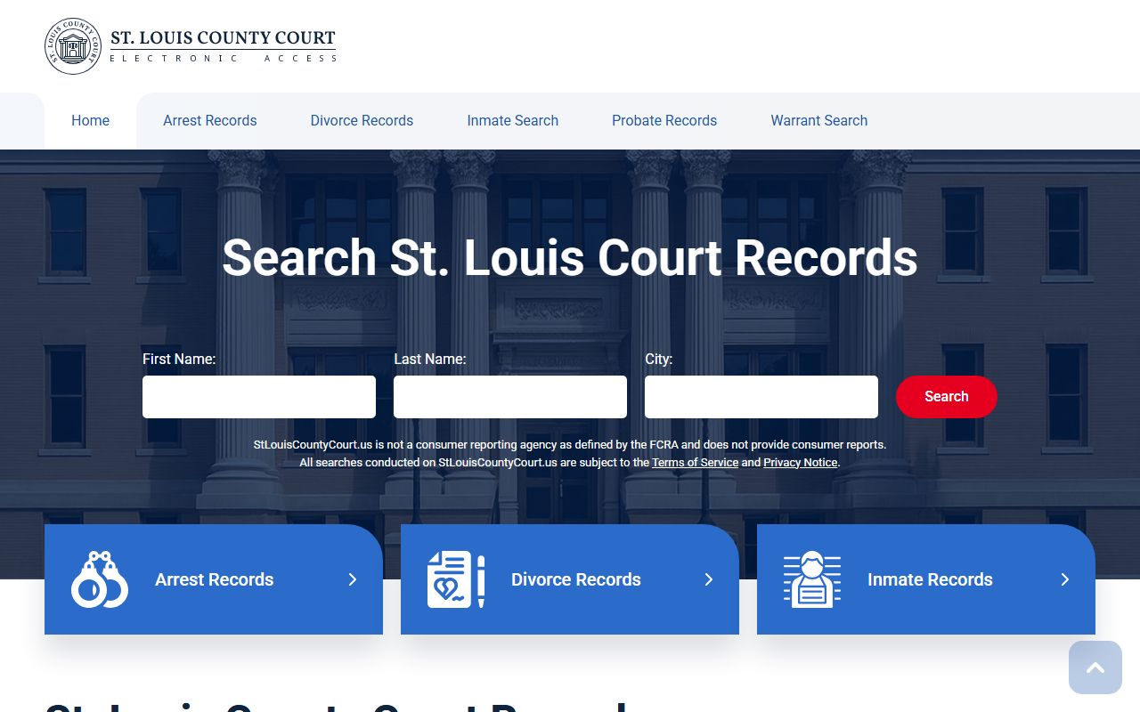 St. Louis County Police records portal for 24 hour booking lookups